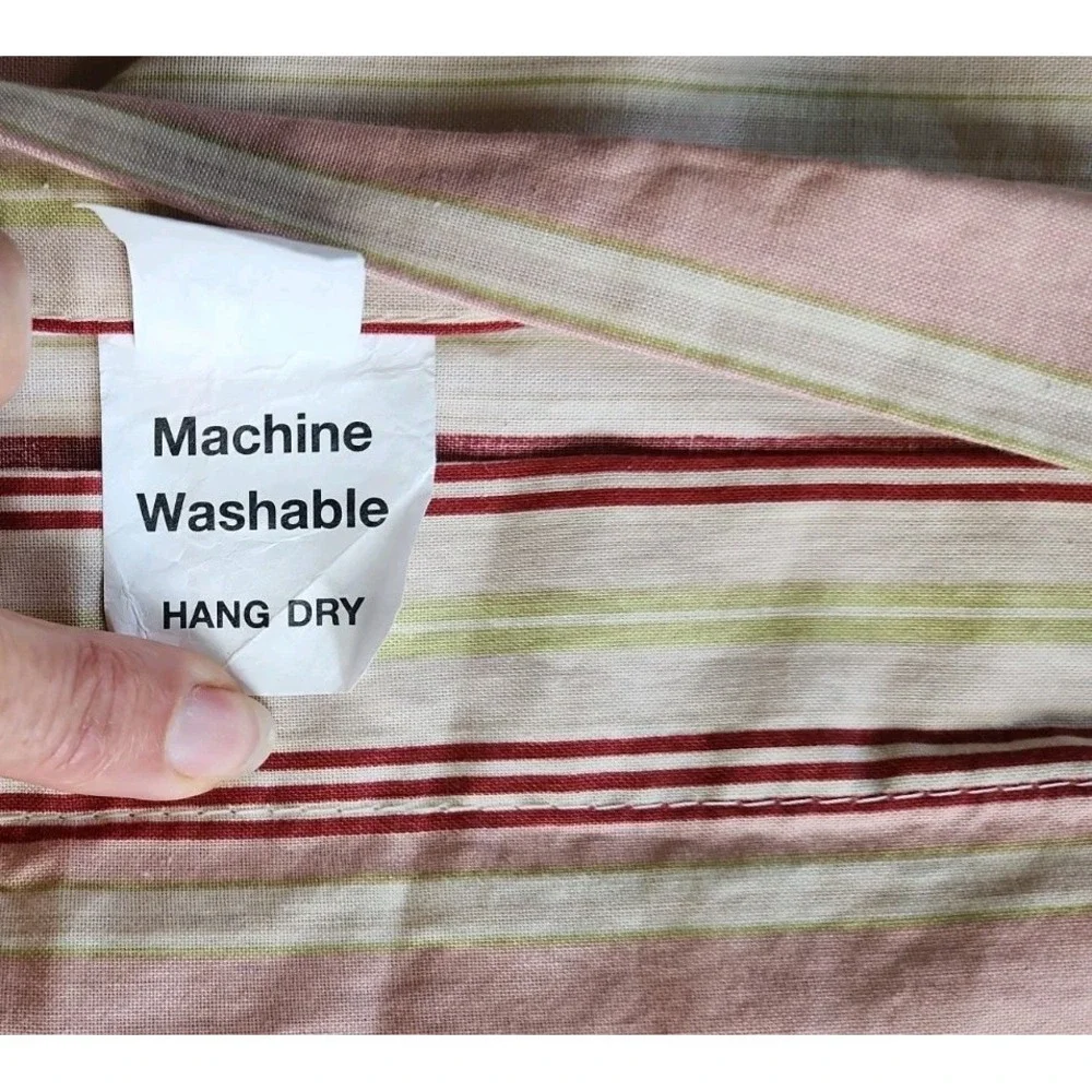 2/Ballard Designs Pink Red Lime Green Tan Striped Euro Shams Cotton Button